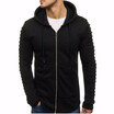 Mens Fashion Pure Color Long Sleeved Sweater Sleeves Pleated Design Zipper Cardigan Sweater