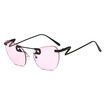 SHAUNA Unique Pin Sharp Bridge Women Rimless Cat Eye Sunglasses Fashion Men Transparent Pink Lens Shades UV400