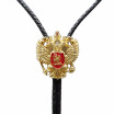 Original Gold Plated Russian Double Headed Empire Eagle Rhinestone Bolo Tie