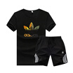 Damaizhang Brand Men Sport T-shirt With Pant Summer Mens Jogging Set Cotton Breathable Track Suit Running Clothing