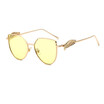 SHAUNA New Arrival Fashion Angels Wings With Chain Women Cat Eye Sunglasses Metal Frame Men Yellow TintedClear Lens Glasses