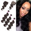 Glary Peruvain Virgin Human Hair with Closure Body Wave 100 Unprocessed Hair Wefts 3 Bundles with Closure Natural Black for Women