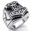 Hpolw New Design Massiness Vintage popular black&silver Stainless Steel Band Myth Thors Hammer mens Ring