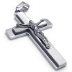 Hpolw Stainless Steel 925 Sterling Silver Jesus Crucifix Cross Mens Womens Necklace Pendant with 18-26 inch Chain