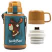 Cup bear child cup with straw child cup 316 stainless steel double cover dual-use baby cup boys&girls insulation pot 600ML 3D version - elk