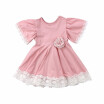 Kids Baby Girls clothes Lace Princess round neck short sleeve Geometry Toddler cotton casual newborn Party Dresses one pieces