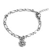 Flower Rhinestone Stainless Steel Figaro Link Chain Bracelet