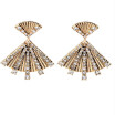 Aiyaya 12k Gold Plated Round Cubic Zircon Fan Stud Earrings High Quality Women Accessories
