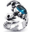 Hpolw NEW Hot Selling Fashion silver Stainless steel mens crystal Classic Gothic Retro Scorpion sapphire ring Blue& Silver