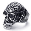 Hpolw men Retro Black&Silver Stainless Steel casting skullskeleton star Ringbeautiful designWidth30mm