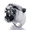 Hpolw men Vintage popular silver&black Stainless Steel Tiger head charm RingWidth24mm