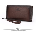 NovelTeez New thick version of large capacity mens clutch bag Korean version of casual long wallet leather wallet