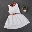 2-8 Years Summer 100 Cotton Lace Vest Girls Dress Baby Girl Gift Dress Chlidren Clothes Kids Party Clothing Free Belt