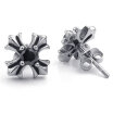 Hpolw Mens Womens CZ Stainless Steel Vintage Celtic Cross Stud Earrings Black Silver