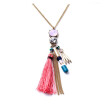 Aiyaya Fashion Jewelry Tassel 10kt Gold Plated Pink Gemstones Sapphire High Quality Crystal Pendant Necklace