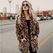 Elegant fluffy imitation fur coat female fashion leopard faux fur long-sleeved womens coat autumn&winter coat coat furry coat