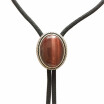 Vintage Silver Plated Nature Red Tiger Eye Stone Western Oval Bolo Tie Stock in US