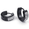 Hpolw Mens Cubic Zirconia Stainless Steel Stud Huggie Hoop Earrings Set Black