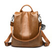 SMOOZA Retro Women Leather Backpack College Preppy School Bag for Student Laptop Girls Ladies Daily Back Pack Shop Trip