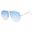 SHAUNA Retro Rimless Women Pilot Sunglasses Fashion Double Bridges Men Reflective Lens Shades UV400