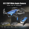 Dongmingtuo X12 720P Wide Angle Camera WiFi FPV Drone Altitude Hold RC Quadcopter w Three Batteries