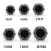 Hpolw Stainless Steel Round CZ Stud Earrings Set Mens Womens 1 Pair Black 3-8mm