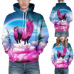 Mens Fashion Large Size 3D Animals Printing Pullover Casual Hooded Sweatshirt