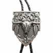 Vintage Silver Plated Western Rodeo Bull Bolo Tie Leather Necklace