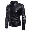 AOWOFS Europe code 2018 foreign trade mens motorcycle multi-zipper printed leather punk Harley leather jacket B034