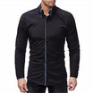 2018 new best selling mens shirts double-layer collar door edging mens casual slim long-sleeved shirt solid color long-sleeved