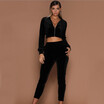 Fashion long-sleeved Hoodies suit female autumn&winter new warm gold velvet zipper two-piece set sports trousers pencil pant