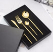 OLOEY304 stainless steel knife fork spoon mirror mirror light titanium gold coffee spoon simple style knife set