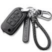 Huashi public key package Langyi Sagitar Jetta Santana Bora POLO Tiguan Langshang Passat Beetle leather key bag set car accessories folding three-key upgrade