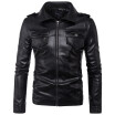 AOWOFS new fashion mens motorcycle mens leather jacket leather European style leather jacket B004