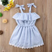 Canis Kids Baby Girls Lace Flower Striped Romper Bodysuit Dress Sundress 1-6Y