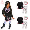 UK Stock Fashion Baby Girls Antlers Pattern Clothes DressPantsScarf 3PCs Set