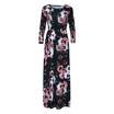 Trendy Round Collar 34 Sleeve Floral Print Pocket Women Maxi Dress