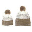 2Pcs Women Mother Baby Child Warm Winter Knit Beanie Fur Pom Hat Crochet Ski Cap