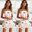 Boho Womens Summer Mini Dress Ladies V Neck Holiday Beach Party Floral Sundress