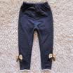 UK Kids Baby Girls Bow Denim Pants Trousers Velvet Leggings Jeans Warm Clothes