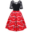 Christmas Lace Yoke 50s Swing Dress
