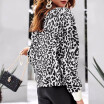 Fashion Women Leopard Pullover Round Neck Knit Sweater