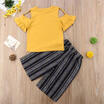 New Kids Baby Girl Off shoulder Tops Skirts Striped Flared Pants Clothes Outfits