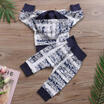 AU Stock Striped Toddler Baby Girl Hooded TopLong Pants Outfit 2PCS Clothes Set