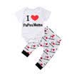 Baby Boy Girl I LOVE PAPA MAMA RomperPants Set Mothers Day Outfits Clothes Set