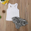 Kids Baby Girls Flamingo T-shirt VestStriped Tutu Pants 2PCS Outfit Clothes Set
