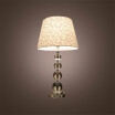 Baycheer HL301255 Beautiful Fabric Shade with Lead Crystal Table Lamp Features Four Stacked Crystal Globes Create the Base