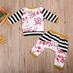 Cute Toddler Baby Girl Autumn 2PCS Outfits s Striped Long Sleeve TopFloral Pant