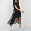 Women Sexy Maxi Summer Splicing Pleated Mesh T shirt Dress Sport Black Dress