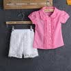 Hot Toddlers Kids Baby Girls T-shirtShort Pants Lace Outfits Suit Clothes 2-8Y